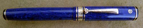 WAHL EVERSHARP GOLD SEAL DORIC OVERSIZED LAPIS FOUNTAIN PEN WITH GOLD FILLED TRIM AND ROLLER CLIP